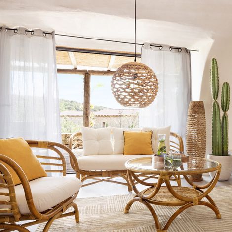 Les Tendances – Lampadaire trépied en métal et papier tressé – Hauteur 118 cm – Design bohème pour intérieur chaleureux – Douille E27 — photo 2