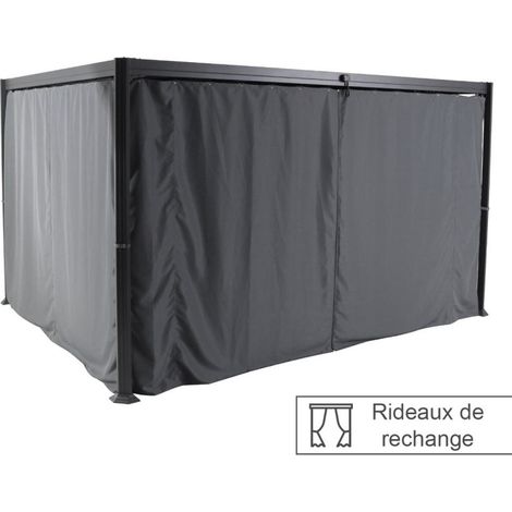 Hesperide – Jeu de 4 rideaux latéraux en polyester 330 x 215 cm – Opaque gris pour tonnelle Belize 3 x 3,8 m – Protection contre les intempéries — photo 5