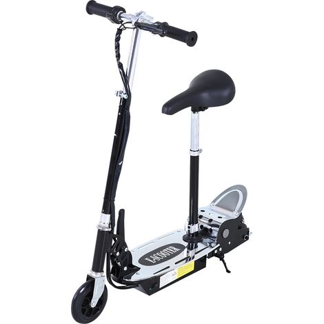 Trottinette électrique pliable HOMCOM 120W pour enfants de 7 à 12 ans, guidon et hauteur de selle réglables, vitesse maximale de 10 km/h, noire