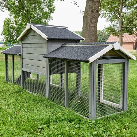 Bb-Loisir – Cage clapier enclos lapin extérieur en bois 210x54x85,5cm – Grand espace avec rampe en bois – Accès facile par 4 portes – Résistant aux intempéries — photo 5