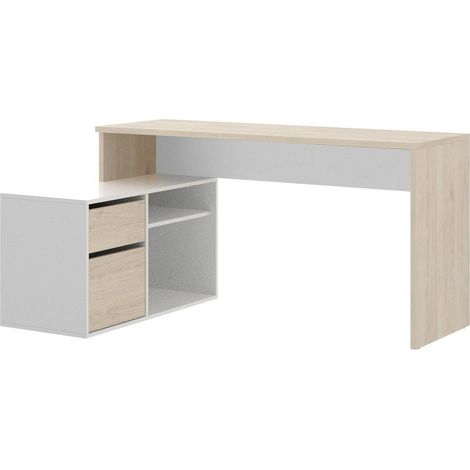 Dmora – Bureau d'angle multifonction 139x92 cm – Structure en mélaminé résistant – Tiroir et étagères pour rangement – Design moderne — photo 1