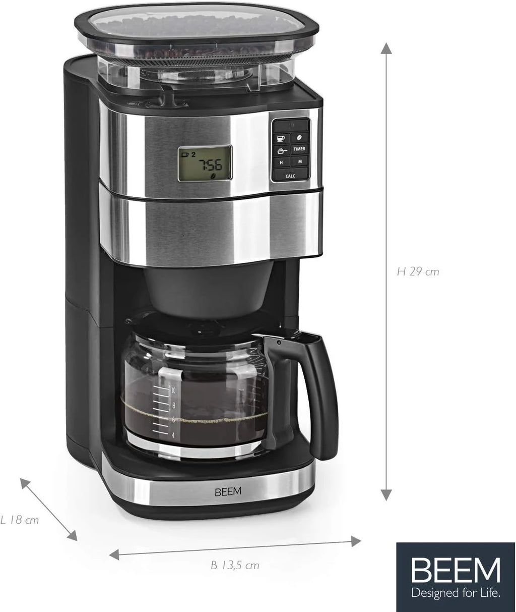2026 BEEM FRESH-AROMA-PERFECT II Filterkaffeemaschine mit Mahlwerk - Thermo | Edelstahl | Thermokanne | 24h-Timer | 1000 W |