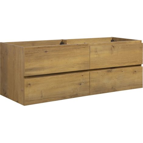 Badplaats – Meuble sous vasque suspendu 140 x 48 x 50 cm – Chêne – 4 tiroirs softclose sans poignée – Kit de fixation inclus — photo 1