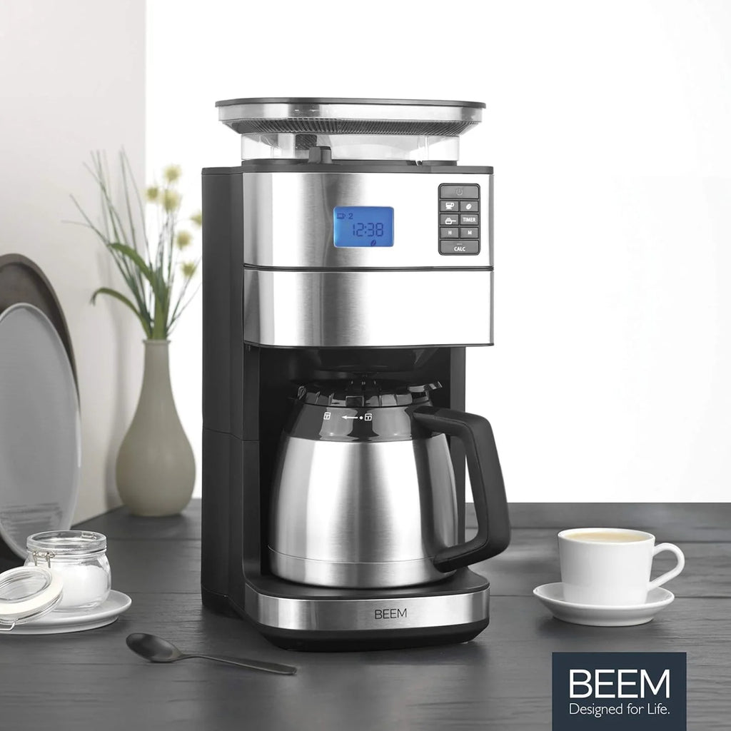 2026 BEEM FRESH-AROMA-PERFECT II Filterkaffeemaschine mit Mahlwerk - Thermo | Edelstahl | Thermokanne | 24h-Timer | 1000 W |