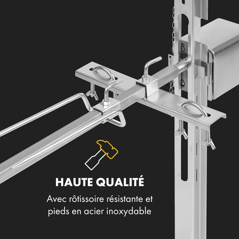 Klarstein Tourne Broche Mechoui Electrique, Rotisserie et Gril de Barbecue, Grande Broche Cochon de Lait, Tourne Broche Barbecue Rotissoire, Bbq Grill Barbecue 12W avec 3 Pieds en Acier Inoxydable — photo 4