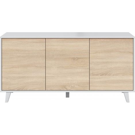 Buffet 154x41x75 cm blanc brillant et chêne canadien avec 3 portes – Pisa — photo 2