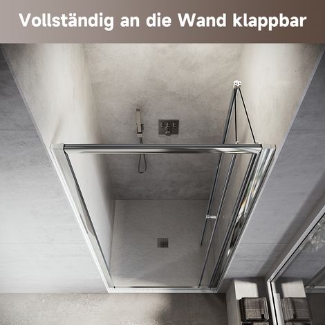 SONNI Porte de douche reglable en largeur Verre trempé Cabine de douche Porte pliante Largeur 100cm Hauteur 185cm — photo 3