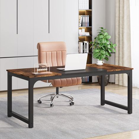 Tribesigns – Bureau droit 160 x 80 x 75 cm – Bois E1 marron vintage – Surface lisse pour nettoyage facile – Assemblage rapide avec instructions — photo 1