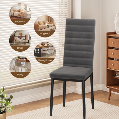 Bealife 6 Chaises Salle à Manger Lot de 6 Chaises de Cuisine Siege Rembourre en Tissu Velours Patte Metal Pied en Caoutchouc Gris Foncé — photo 4