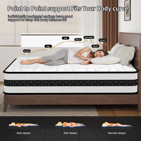 Yidatong – Matelas mémoire de forme 140x190 cm – Hauteur 26 cm – Confort ferme – 7 zones – Mousse polyuréthane haute densité – Housse respirante — photo 3
