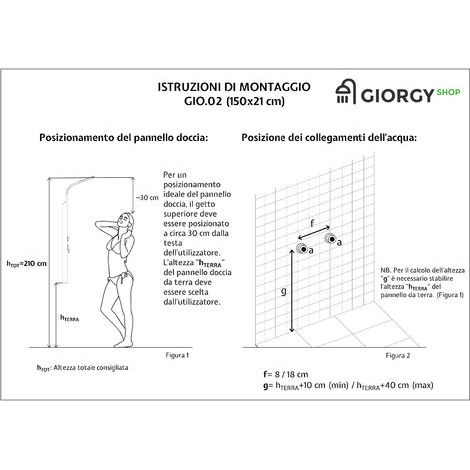 Giorgy – Colonne de douche hydromassante 150 cm – Acier inoxydable brossé – 4 jets orientables – Installation facile sans électricité — photo 3