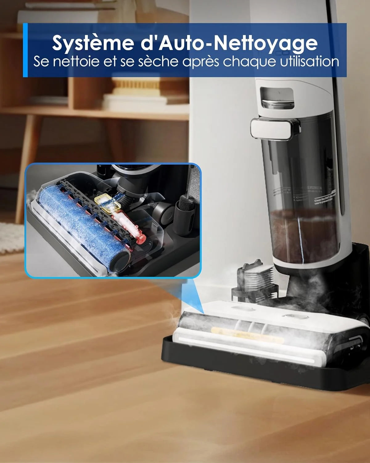 2026 Tineco Floor One S7 Steam Nettoyeur de Sols sans-Fil Balai Vapeur pour Saletés Collantes sur Sols Durs avec Écran Auto-N