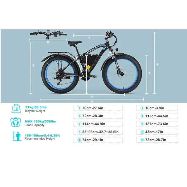 🎉( CLEARANCE SALE ) 🎉✨Wide tire electric bike with 2000W 48V/17.5Ah removable battery 35MPH✨