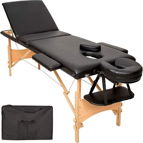 Frankystar – Table de massage professionnelle 3 zones – Cuir écologique – Cadre pliable en bois – Dossier réglable – Accoudoirs latéraux rembourrés — photo 1