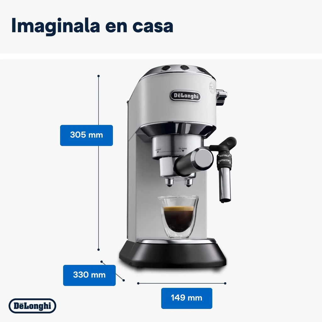 2026 De'Longhi Dedica – Cafetière à pompe en acier inoxydable pour café moulu ou individuel, expresso et cappuccino, réservoi