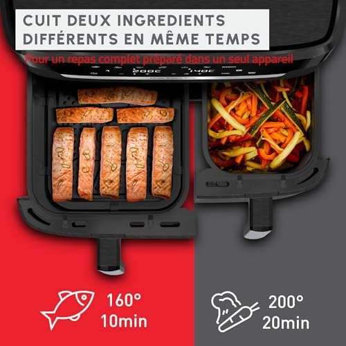 2026 Moulinex air fryer deux compartiments, très grande capacité 11L, 10 personnes, 7 Programmes automatiques, friteuse sans