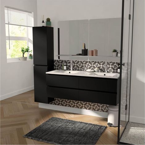 Mob-In – Meuble sous vasque double suspendu 120 cm – 4 tiroirs avec fermeture progressive – Panneau mélaminé – Installation facile — photo 5