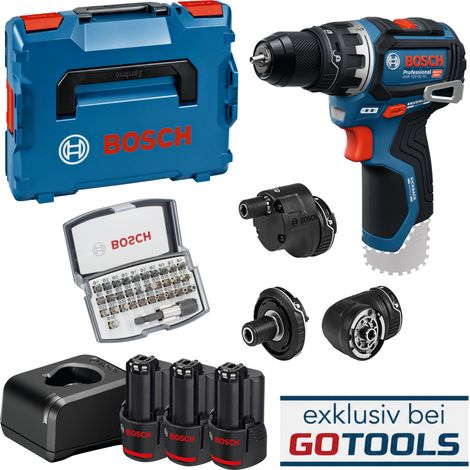 Visseuse sans fil Flexiclick GSR 12V-32 FC Bosch + 3x 2,0 Ah + chargeur + SET D'ENTRETIENS + L-BOXX exclusiv by GOTOOLS