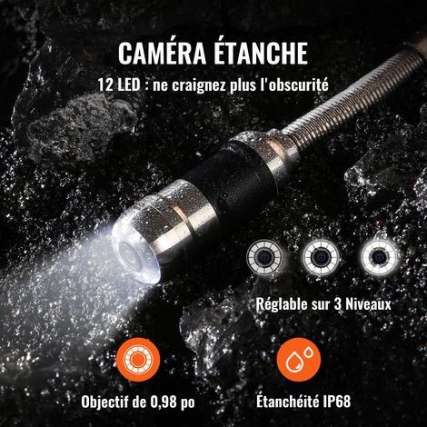 VEVOR Camera Inspection Canalisation 30 m Endoscope deEcran 7'' avec Enregistreur DVR Etanche IP68 12 LED Reglables Carte SD 16 Go pour Conduit Tuyaux Egout Maison Evacuation des Eaux Usee Plomberie — photo 5