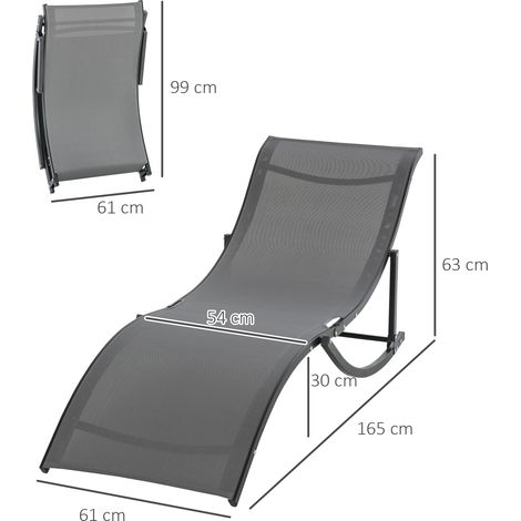 Outsunny – Bain de soleil pliable en aluminium – Lot de 2 – Textilène haute densité 560 g/m² – Dimensions 165x61x63 cm – Charge max 120 kg – Anthracite — photo 3