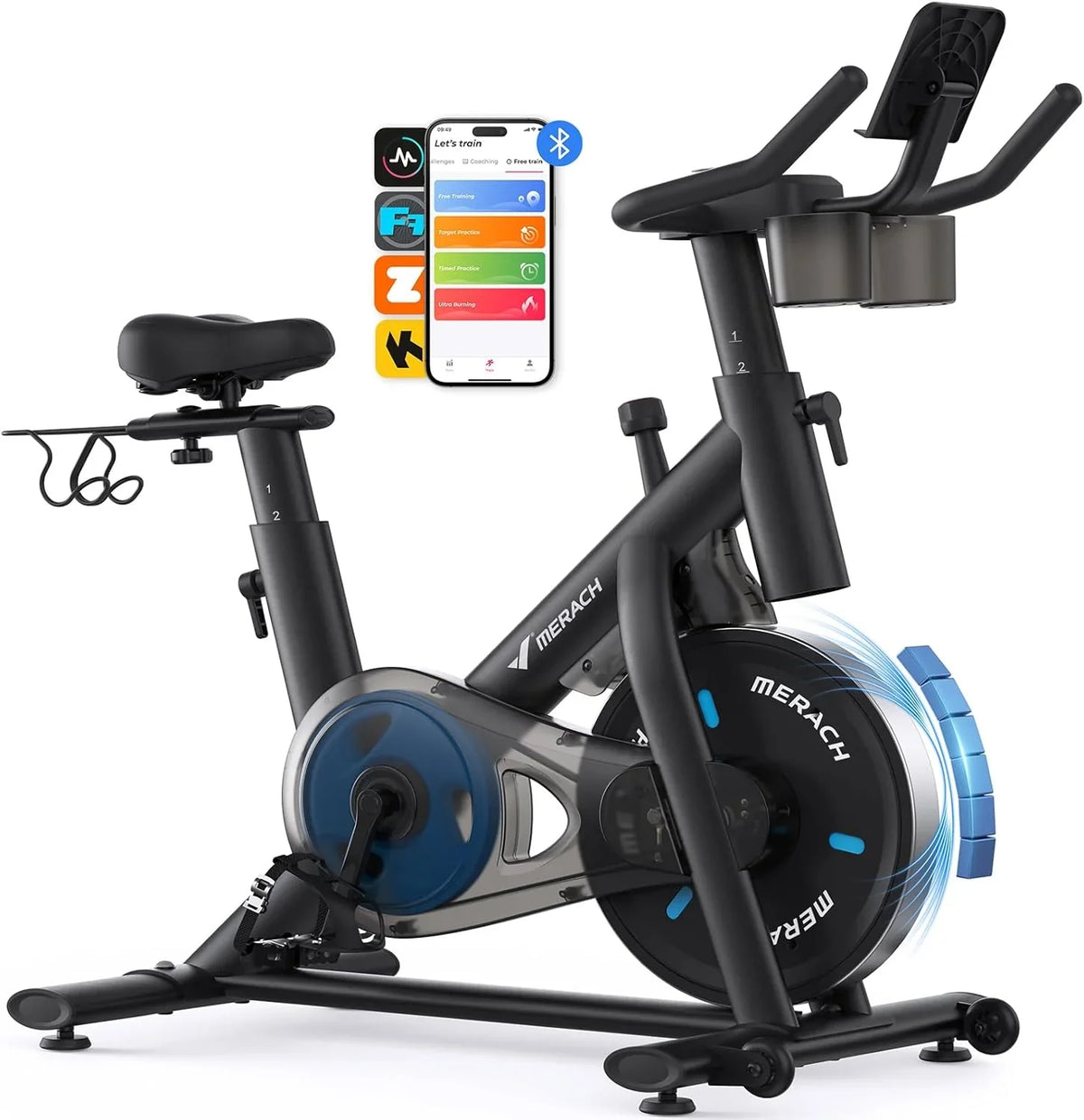2026 MERACH Vélo d'Appartement pour la Maison - Vélo de Fitness d'Intérieur Silencieux avec Résistance Réglable, Écran LED, S