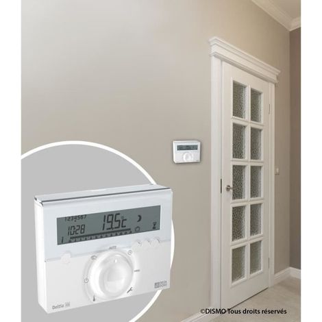 Thermostat programmable filaire Deltia 8.03 – Gestion de chauffage connecté – Programmation hebdomadaire personnalisable – Affichage température ambiante — photo 2