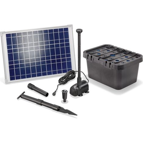 Esotec – Kit pompe solaire bassin avec filtre 1300L-20W – Débit 1300L/h – Panneau solaire 20W – Filtration mécanique et biologique – Installation facile — photo 1