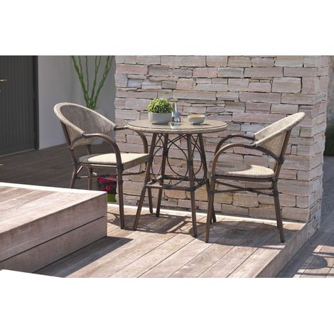Lot de 2 fauteuils de jardin empilables en aluminium et textilène – Résistant aux intempéries – Confort optimal – DCB GARDEN — photo 3