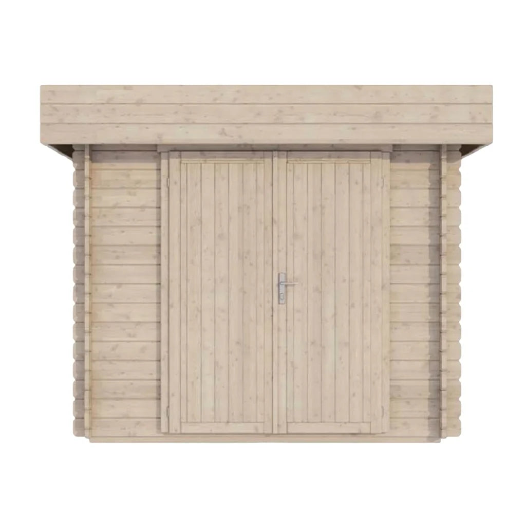 2026 Abri de jardin en bois massif 3 × 2,5 m avec toit plat – cabane de rangement extérieure à double porte