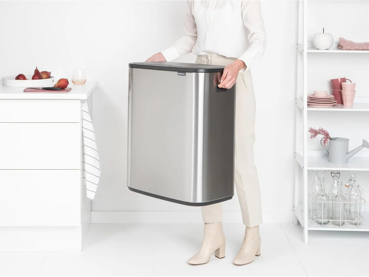 2026 Poubelle Brabantia, acier mat, anti-traces de doigts, 2 x 30 L