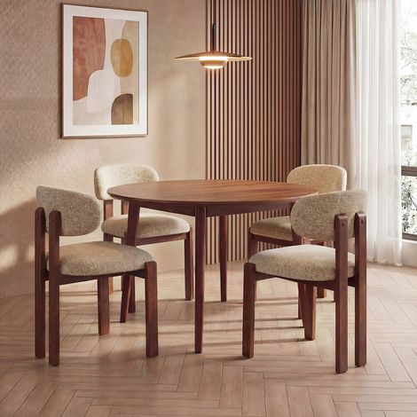 COLAMY Chaise,Lot de 2 chaises de salle à manger en chenille,bois massif marron, assise confortable,style nordique,camel — photo 5