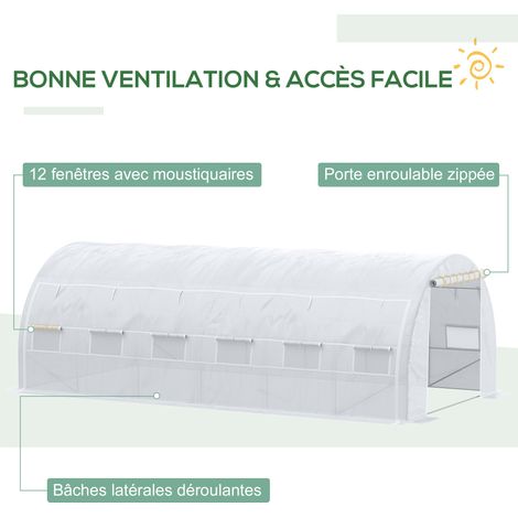 Outsunny – Serre tunnel 18 m² – Châssis acier galvanisé – Bâche anti-UV 140 g/m² – Dimensions 5,97x3x2m – 12 fenêtres zippées — photo 4