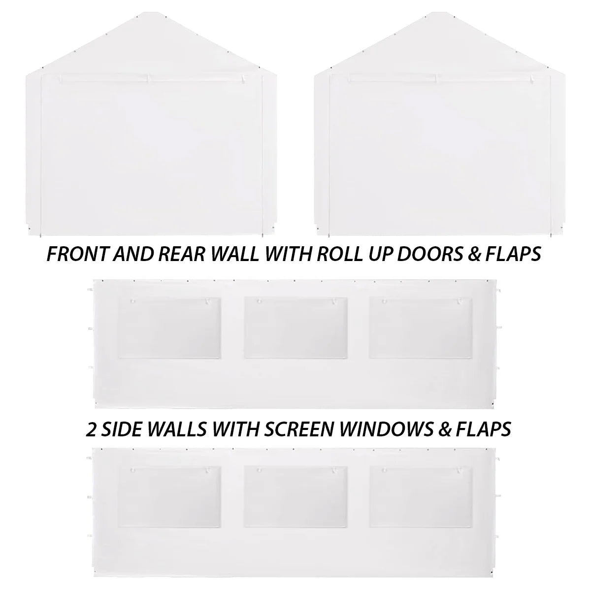 King Canopy 10' x 20' Carport Canopy Sidewall Kit w/ Bug Screen Windows