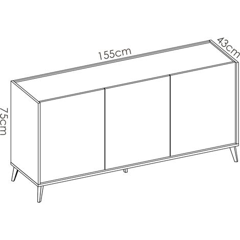 Abitare – Buffet 155 cm blanc mat et chêne naturel – 3 portes avec étagères internes – Design nordique pour rangement élégant — photo 4