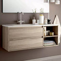 Meuble de salle de bain 120cm vasque déportée - 2 tiroirs et 2 niches - sans miroir - cambrian (chêne clair) - OLYMPE — photo 1