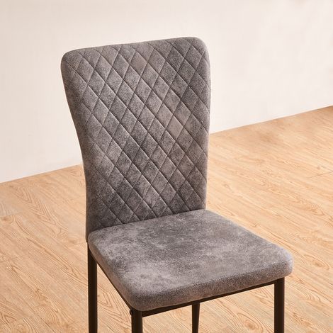 Jymtom – Lot de 6 chaises en tissu daim gris clair – Dossier capitonné ergonomique – Pieds en métal – Charge max 120 kg — photo 4