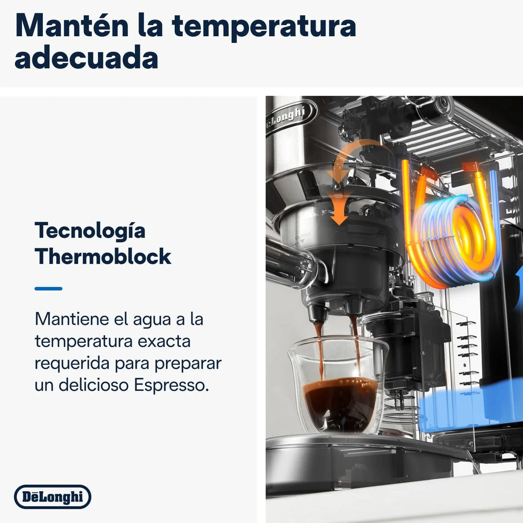 2026 De'Longhi Dedica – Cafetière à pompe en acier inoxydable pour café moulu ou individuel, expresso et cappuccino, réservoi