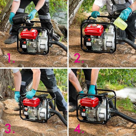 Eberth – Pompe à eau thermique 6,5CV 4T 60000L/h – Moteur à essence 4 temps – Hauteur de refoulement 30m – Pour chantiers humides — photo 2