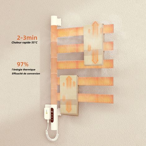 Largeight – Sèche-serviette électrique rotatif 150W – Acier inoxydable 304 – Chauffage à 360° – Économie d'énergie – IPX5 étanche — photo 4