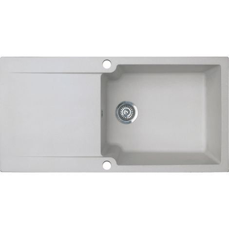 Essebagno Evier réversible 1 grande cuve 1 égouttoir Lisse résine gris — photo 1