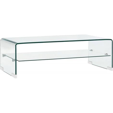 Vidaxl – Table basse fixe en verre trempé 98x45x31 cm – Épaisseur 10 mm – Avec étagère intégrée – Style contemporain — photo 1