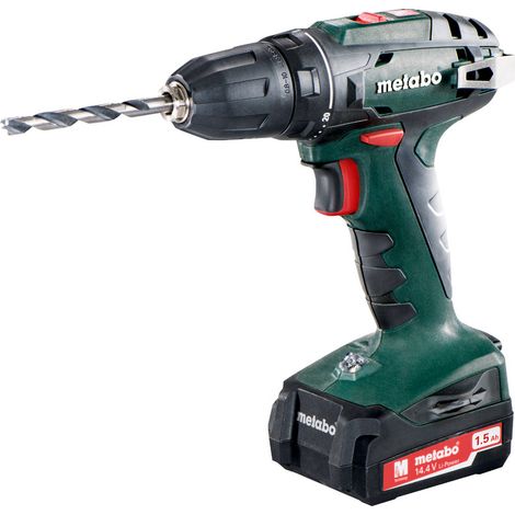 Metabo – Perceuse-visseuse sans fil 14,4V – 2 batteries 1,5Ah – Couple max 40Nm – Mandrin à serrage rapide – Coffret de transport inclus