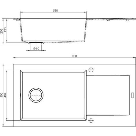 Carea Cuisine & Bain – Évier à encastrer granit 1 bac 98x50x20,5 cm – Résistant aux chocs et rayures – Surface lisse facile d'entretien – Fabrication française — photo 4