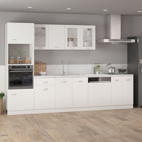 Vidaxl – Meuble micro-ondes Lyon blanc 60 x 57 x 207 cm – Bois d'ingénierie – 4 étagères – 2 portes – Rangement optimisé pour cuisine — photo 2