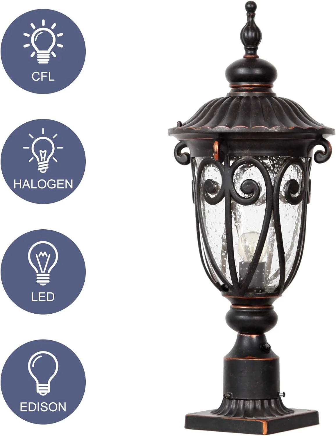 2026 Grande applique murale d'extérieur de 58 cm pour porche, lot de 2, en aluminium, lanterne vintage en bronze avec abat-jo