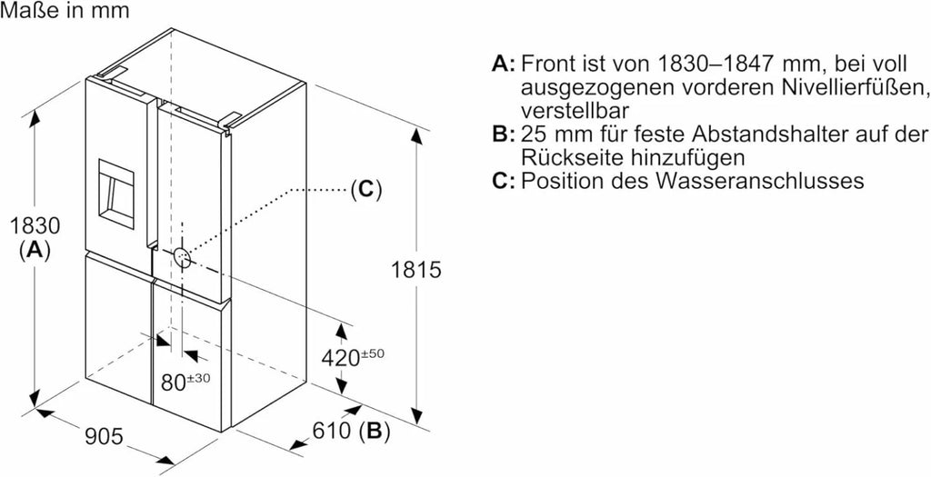 2026 SIEMENS KF96NVPEA iQ300 Multi-Door-Kühlschrank, 183 x 91 cm, 405 L Kühlen & 200 L Gefrieren, hyperFresh längere Frische