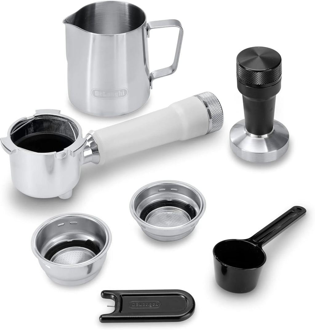 2026 De'Longhi Dedica – Cafetière à pompe en acier inoxydable pour café moulu ou individuel, expresso et cappuccino, réservoi