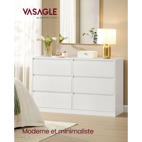 Vasagle – Commode moderne 6 tiroirs 40 x 119,4 x 75 cm – Panneaux MDF et aggloméré – Sécurité anti-basculement – Rangement optimisé — photo 2