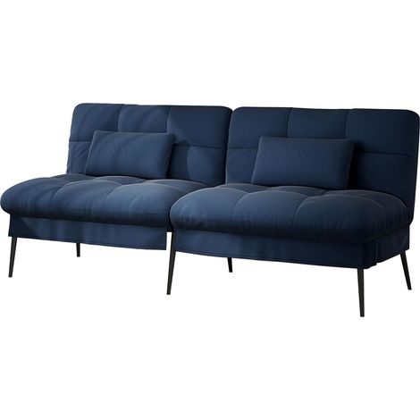 Comhoma – Canapé convertible 3 places en velours de coton – Dossier réglable 5 niveaux – Dimensions 174x55x72 cm – Pieds métalliques pour stabilité – Bleu — photo 2