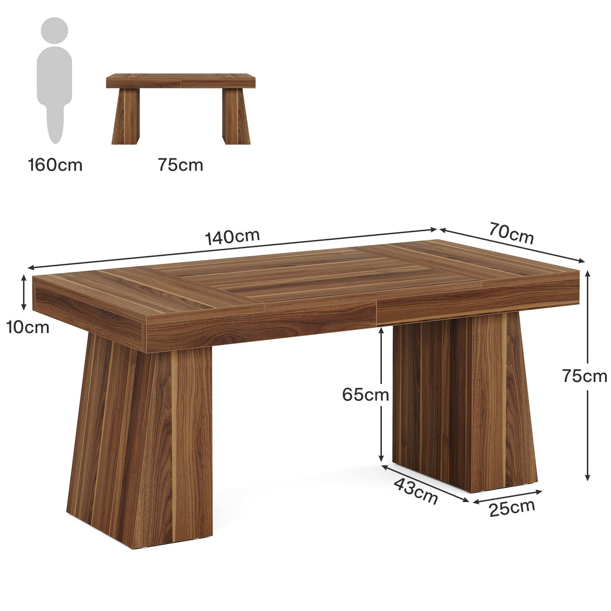 Tribesigns Bureau de direction 140 cm, Bureau d'ordinateur pour la maison